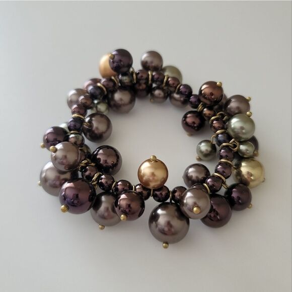 Bracelet Bauble Stretch Deep Plum, Bronze, Brown & Gold Baubles Bracelet #0049 - Picture 11 of 11
